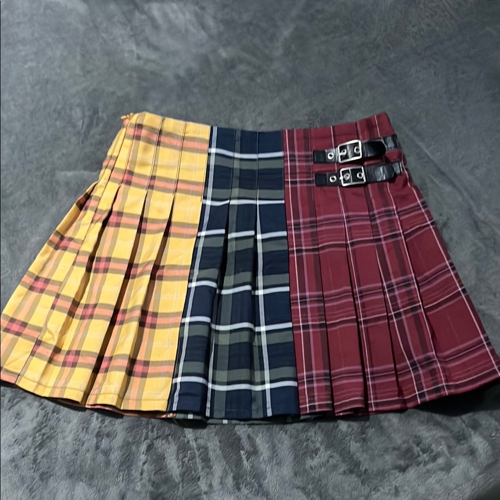 No Boundaries Colorblock Plaid Mini Skirt